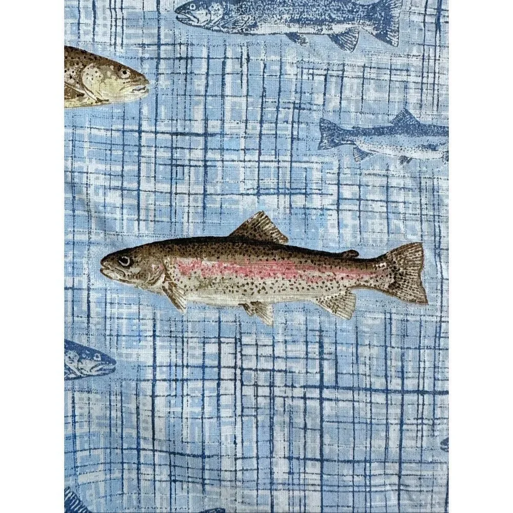 Columbia River Lodge Trout Fish Print Cotton Fishing Shirt Men’s L